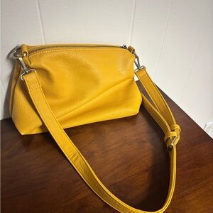 Joy Susan Yellow Pebbled Leather Shoulder Bag